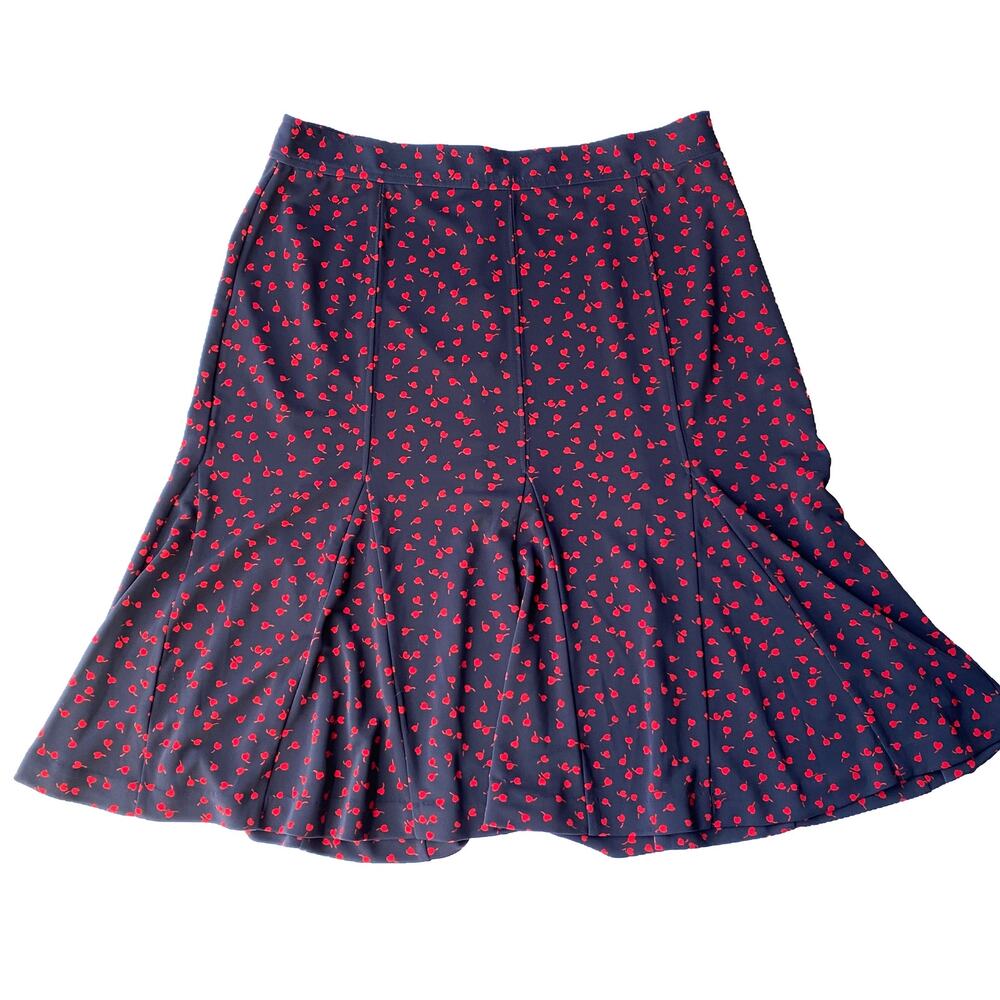 NEW Talbots Navy Cherry Heart Mini Skirt Size 2 Romantic Valentine's Day